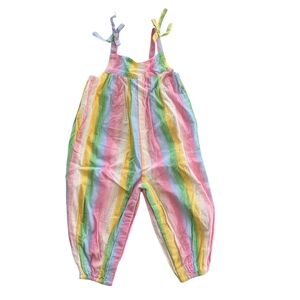Mini Boden Pink and Yellow Striped Jumpsuit